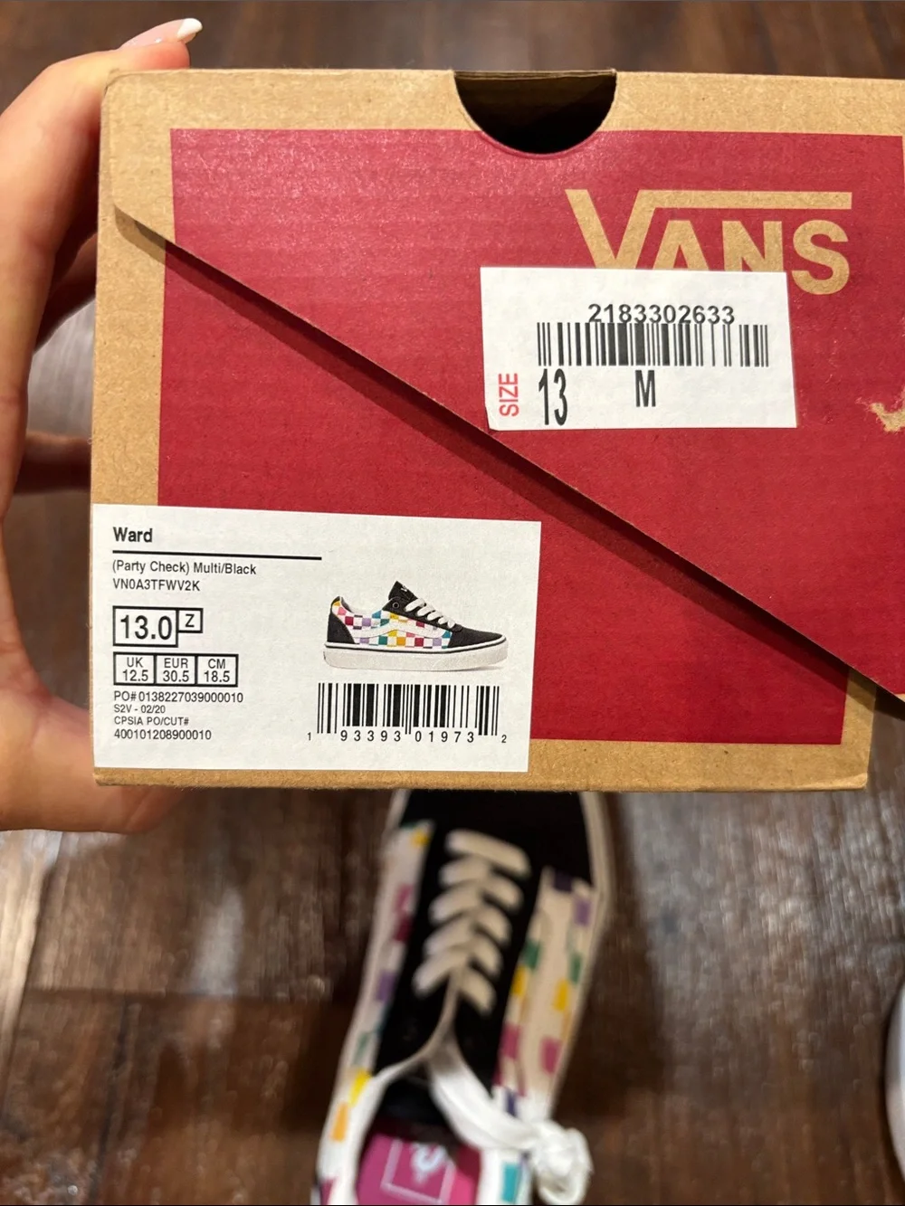Vans Black Low-Top Sneakers with Multicolor Checkerboard size 13 NEW